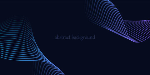 Poster - Abstract glowing wave lines on dark blue background. Dynamic wave pattern. Modern flowing wavy lines. Futuristic technology concept. Suit for banner, poster, cover, brochure, flyer, website