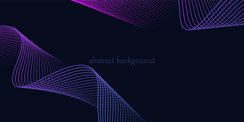 Poster - Abstract glowing wave lines on dark blue background. Dynamic wave pattern. Modern flowing wavy lines. Futuristic technology concept. Suit for banner, poster, cover, brochure, flyer, website