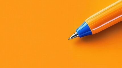Poster - banner with a blue pen and an orange background.