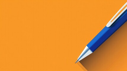 Poster - banner with a blue pen and an orange background.
