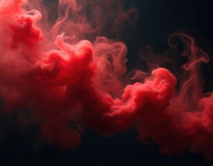 Poster - Abstract illustration of red smoke on black background. Dynamic swirling smoke design with flowing shapes, movement, energy. Art for posters, digital art projects, websites.