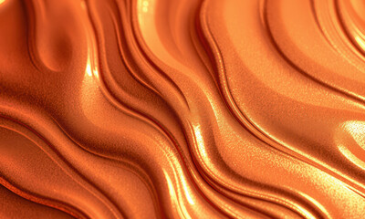 Poster - stunning copper liquid background with smooth, flowing waves that create sense of depth and texture, evoking warmth and elegance. Perfect for various design applications