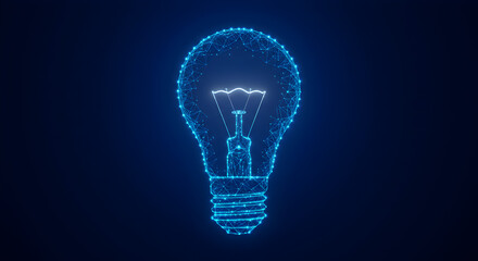 Poster - Abstract Glowing Light Bulb Concept with Blue Electric Energy on Dark Background