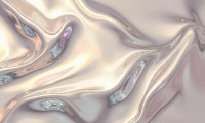 Poster - smooth, flowing holographic wave background with soft, iridescent colors creating serene and dreamy atmosphere. gentle curves and reflections evoke sense of calm and fluidity