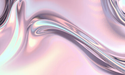 Aufkleber - smooth, flowing holographic wave background with soft pastel colors creates serene and dreamy atmosp