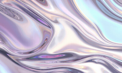 Poster - mesmerizing holographic wave background featuring fluid, iridescent colors that blend seamlessly, creating sense of depth and movement. Perfect for digital art and design projects