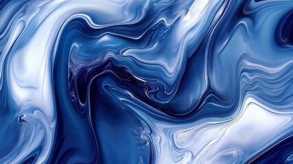 Poster - abstract fluid waves in blue and white tones capturing motion and beauty in modern art design for cr