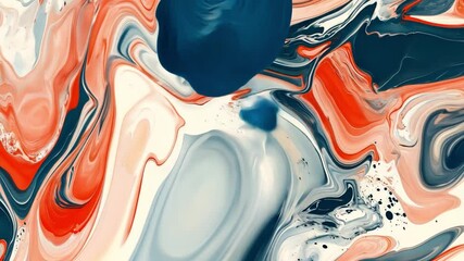 Poster - Abstract vibrant swirls of red, white, and blue paint creating a mesmerizing marbled texture perfect for backgrounds and artistic designs