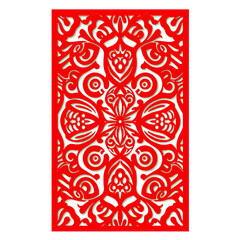 Poster - Intricate Pattern: A striking, detailed pattern, rendered in bold red against a neutral backdrop, showcases the beauty of symmetrical design.