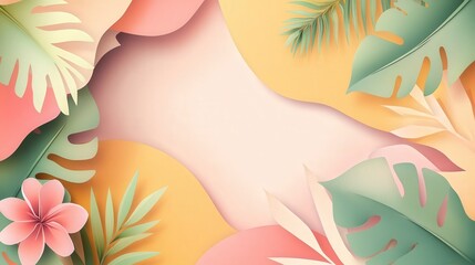 Poster - vibrant abstract background with soft pastel hues and layered cut paper elements.