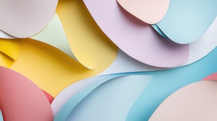 Poster - smooth layers of pastel-colored cut paper. This background design is perfect for social media campaigns, offering a fresh and modern vibe with a minimalistic approach