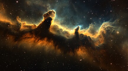 Wall Mural - Colorful nebula in space with stars, a vibrant cloud, and a galaxy background, a fantasy illustration