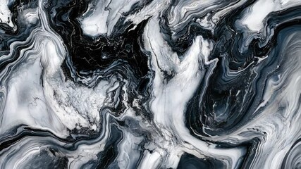 Poster - Abstract black and white marbled texture background with fluid patterns, natural elegance, artistic design, and modern aesthetic for creative projects
