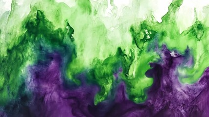Poster - abstract watercolor painting featuring vibrant shades of green, blue, and purple blending together i