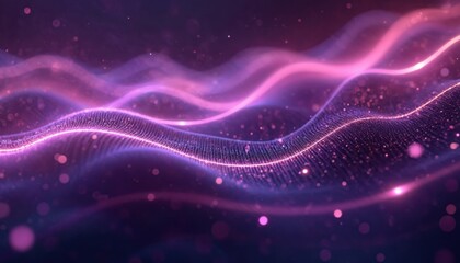 Poster - Abstract digital futuristic tech background with light effect. Glowing lines, particle flow waves, technology, science, cyber, data visualization, artificial intelligence, modern innovation, digital