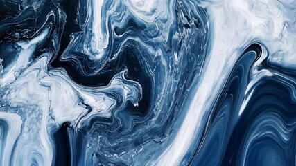 Poster - Abstract Blue and White Marble Texture with Swirls and Waves Suitable for Backgrounds, Prints, and Modern Design Projects in Various Creative Fields