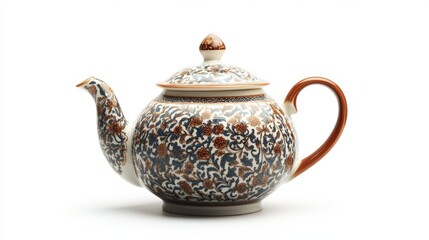 Elegant Porcelain Teapot Displayed On Clean White Background For Stock Use