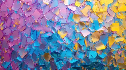 Poster - holographic texture in neon colors of blue, purple, pink, yellow, and mint.
