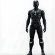 © Dezayn - Futuristic Robot with Sleek Black Helmet Standing Art Image