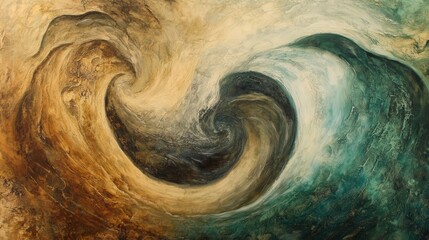Poster - earthy browns and greens, creating a calming, natural design with fluid movement and rich depth