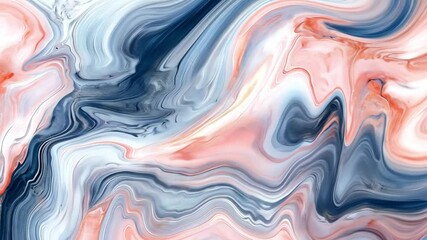 Poster - abstract fluid art with soft pink, blue, and white wavy patterns resembling marbled texture, capturi