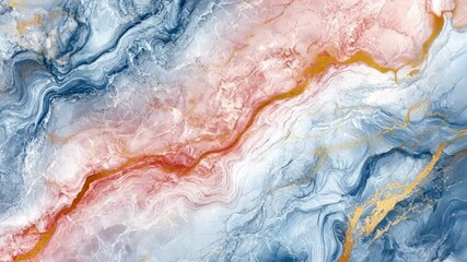 Poster - abstract marble texture with soft pink and blue swirls, gold accents for elegant backgrounds and art