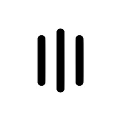 Poster - abstract graphic symbol featuring three vertical bars of varying heights with rounded ends set again
