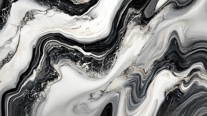 Poster - Abstract Black and White Marble Texture with Fluid Patterns and Elegant Swirls Ideal for Backgrounds in Modern Design Projects and Decor