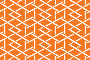 geometric weave white overlapping lines on orange background, repeatable pattern