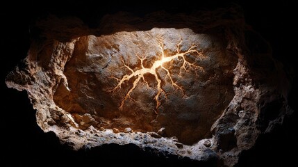 Poster - A hole in the ground with a light shining through it
