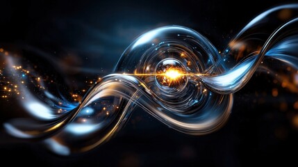 Leinwandbilder - A glowing sphere of light is surrounded by a swirling pattern of blue and orange