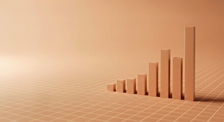 Poster - Progress Bars: Illustrative graph of rising bars. Demonstrating business and financial progress.