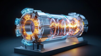 Wall Mural - a glowing tube with a blue center and orange edges