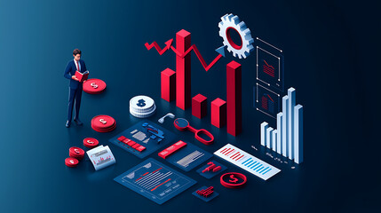 Poster - Financial analysis growth trends in business data visualization digital environment overview insights