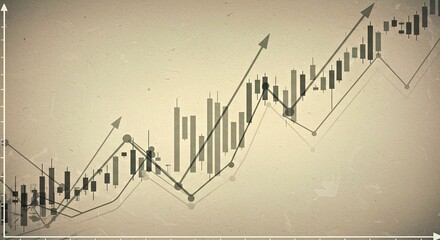 Poster - Financial Ascent: Illustrative depiction of financial growth and market dynamics with dynamic charts and indicators, depicting business success.