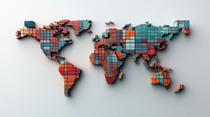 Poster - global trade connections world map digital art abstract design elevated view modern business concept