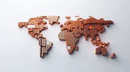 Poster - Global economic overview 3d world map visualization digital design studio environment aesthetic concept