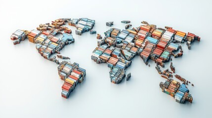 Poster - Global shipping container network worldwide infographic digital art aerial view logistics and trade insights