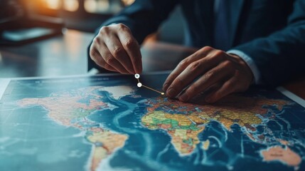 Poster - Business planning strategy session global map professional environment focused viewpoint strategic concepts for growth