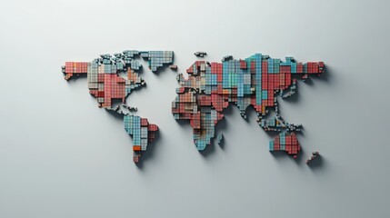 Poster - global mapping progress visualizing world data through colorful cubes digital art environment aerial