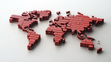 Poster - Global trade visualization world map 3d model business environment aerial view logistics concept