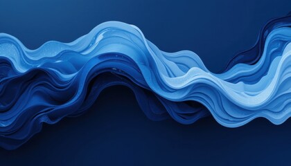 Fototapete - Abstract Blue Wave Fluid Dynamic Swirls and Curls Design Background
