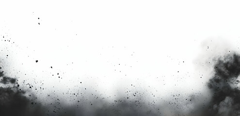 Poster - Abstract white background with black particles and dust flying around