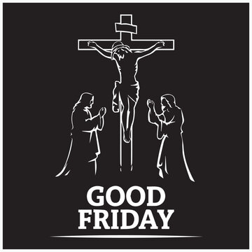 good friday typography silhouette vector