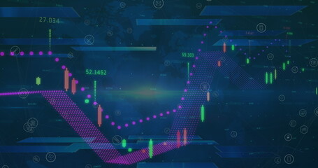 Poster - image of statistics and data processing on blue background