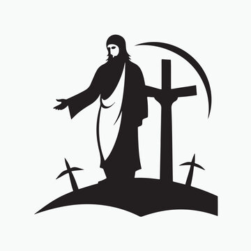good friday typography silhouette vector