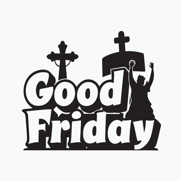 good friday typography silhouette vector