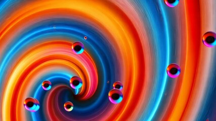 Poster - A colorful swirl with many small circles in it. The circles are of different sizes and colors. The swirl is very colorful and has a lot of detail