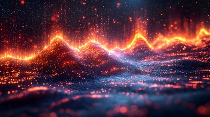 Poster - glowing data visualization of competitive business trends