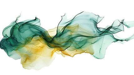 Poster - Abstract watercolor art with flowing brushstrokes in shades of green and yellow.